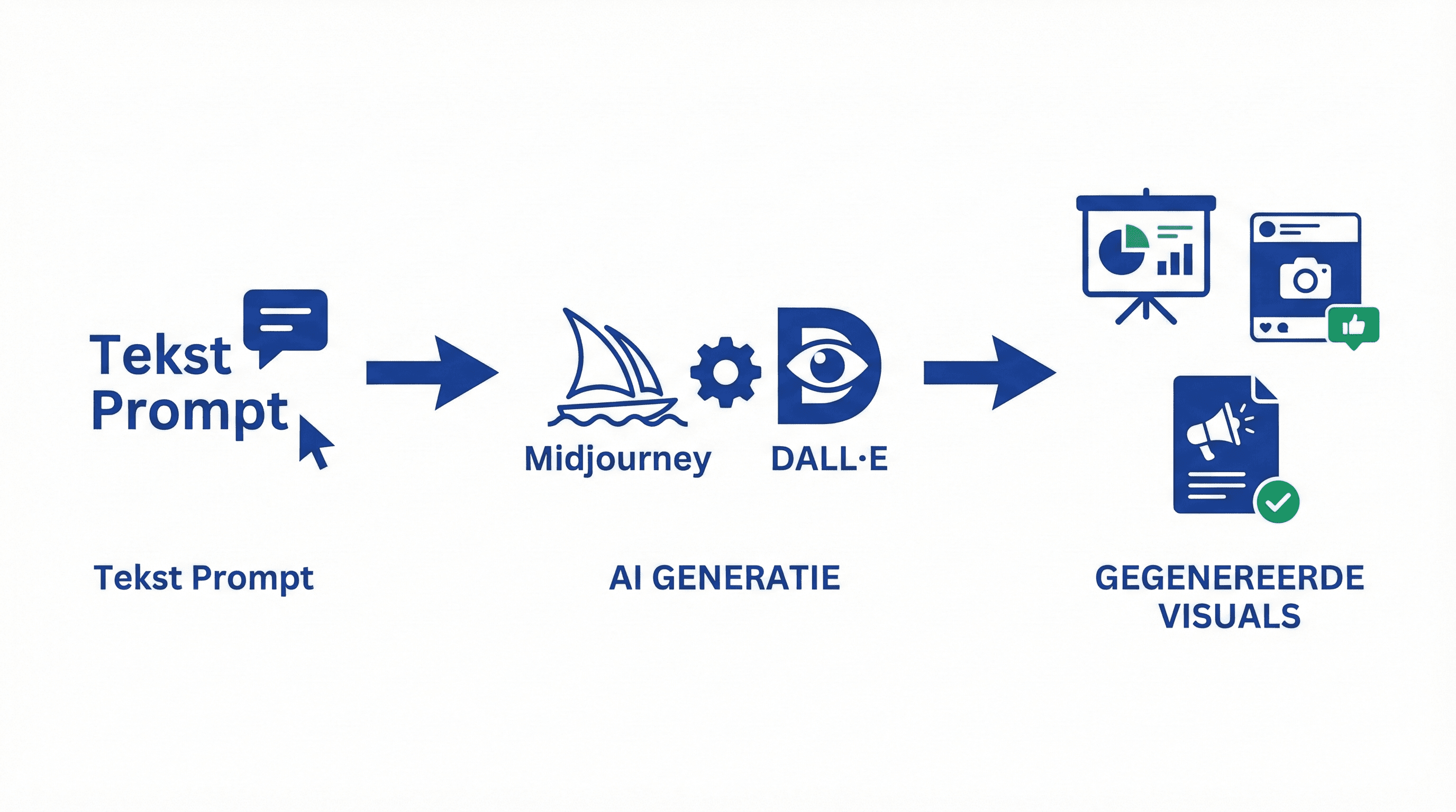 Midjourney/DALL-E voor snelle visuals - Praktische gids voor het maken van afbeeldingen met Midjourney en DALL-E voor presentaties en content.
